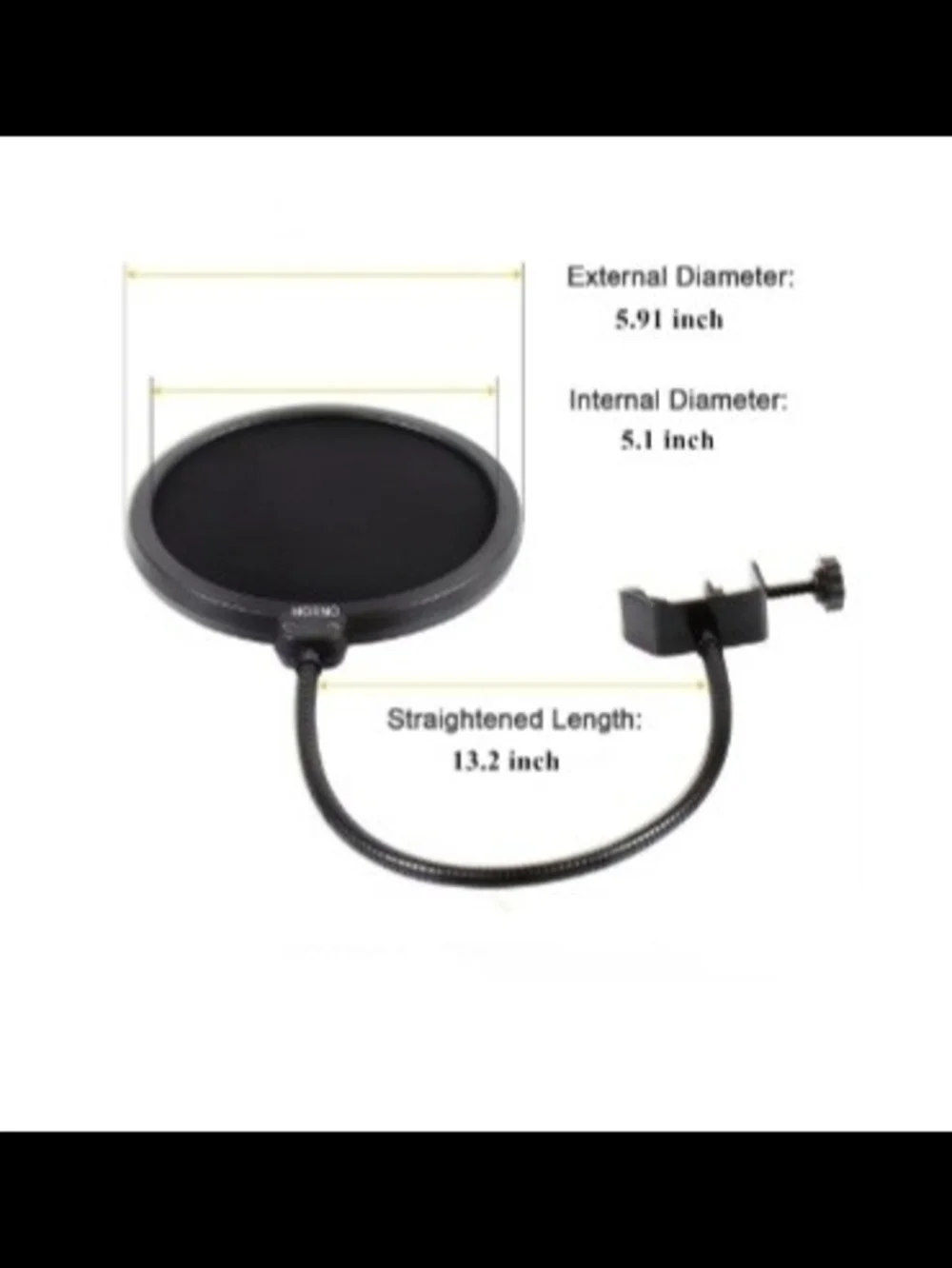 Adjustable Round Microphone Pop Filter - Black